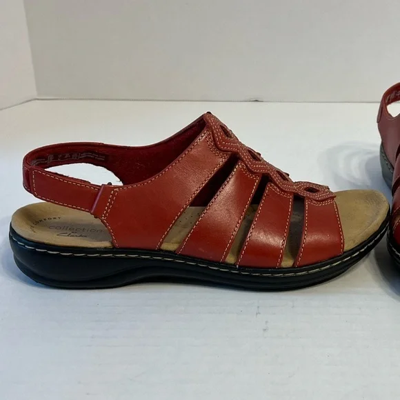 Clarks Collection Gladiator Sandals Leisa Ruby Red Size 7‎ W - Picture 6 of 10